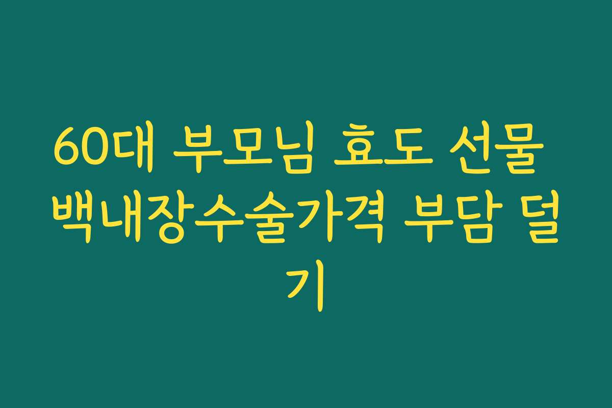 60대 부모님 효도 선물 백내장수술가격 부담 덜기