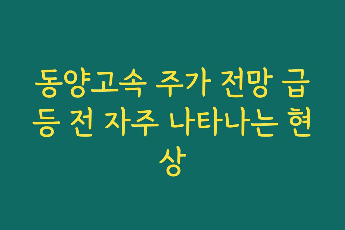 동양고속 주가 전망 급등 전 자주 나타나는 현상