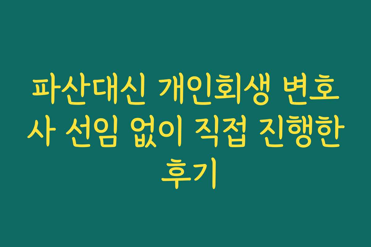 파산대신 개인회생 변호사 선임 없이 직접 진행한 후기
