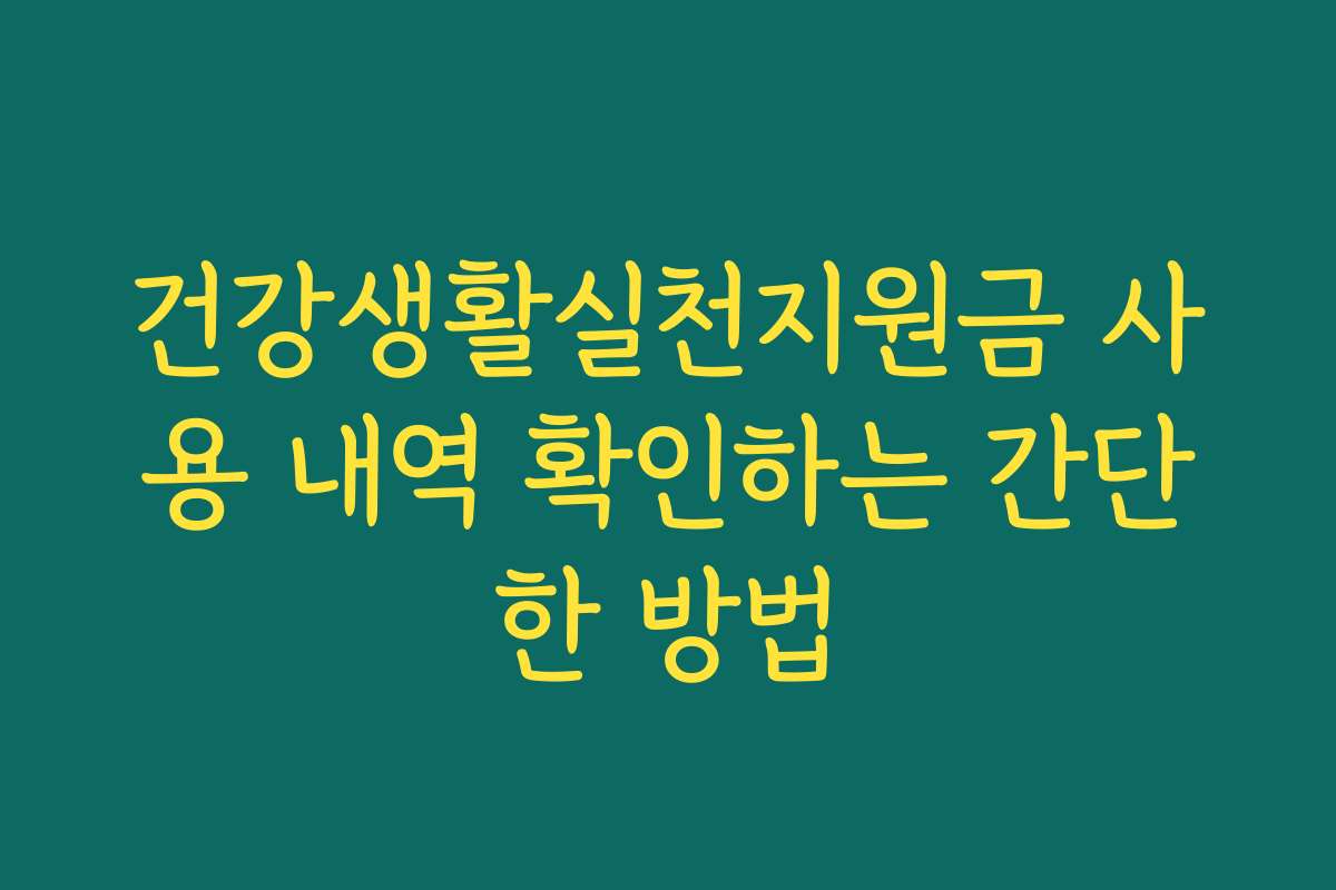 건강생활실천지원금 사용 내역 확인하는 간단한 방법