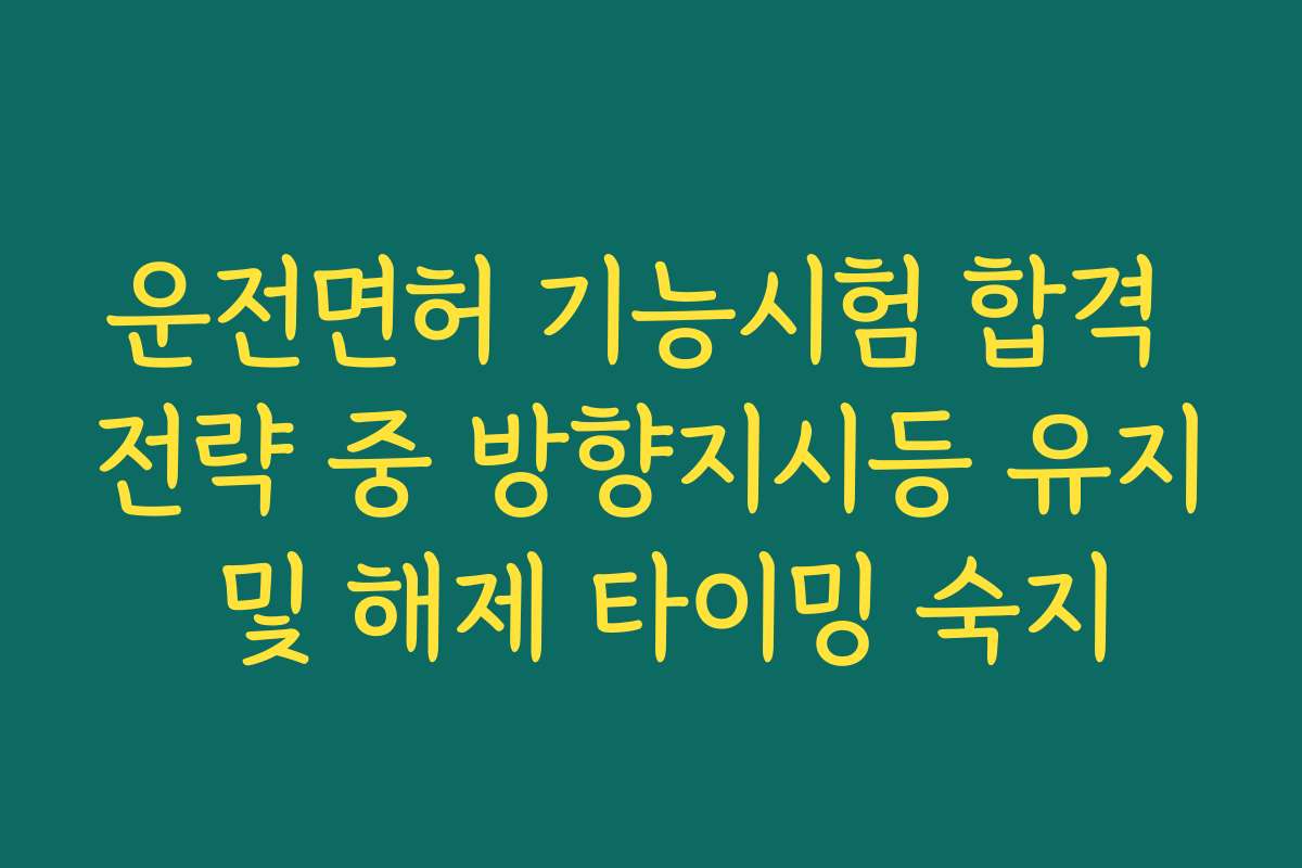 운전면허 기능시험 합격 전략 중 방향지시등 유지 및 해제 타이밍 숙지