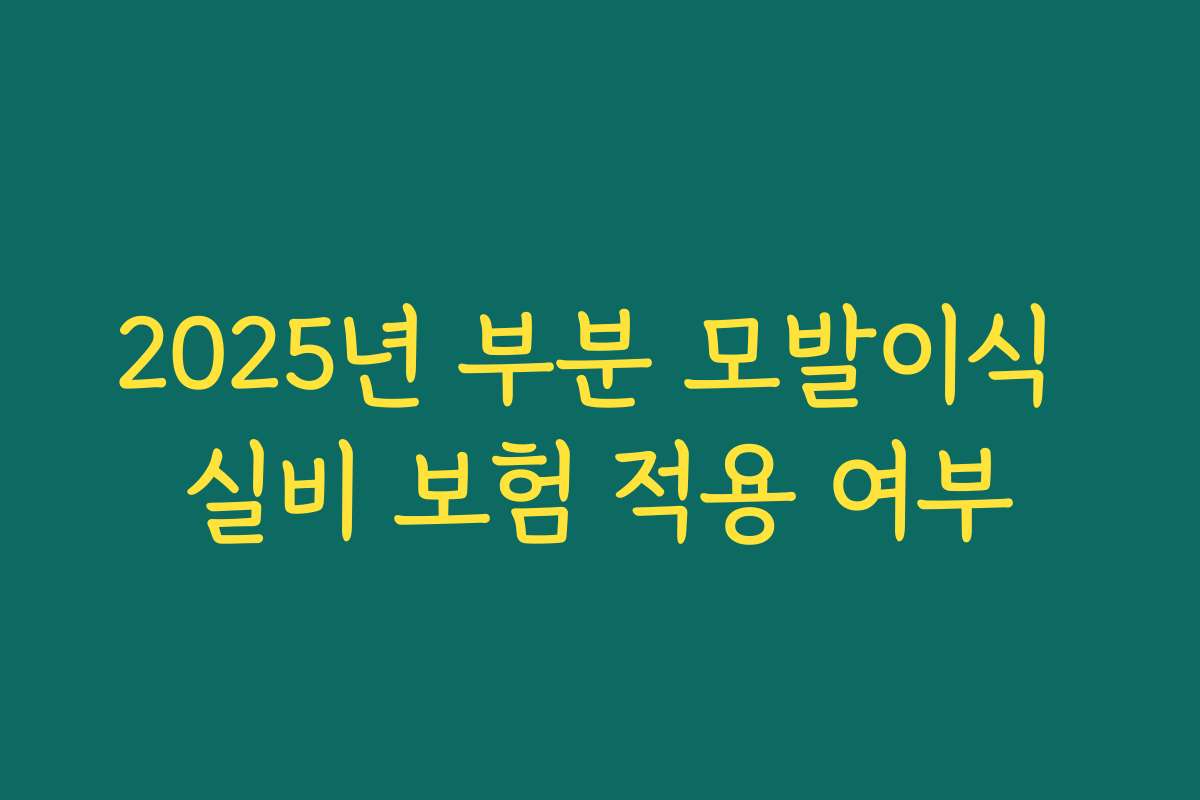 2025년 부분 모발이식 실비 보험 적용 여부