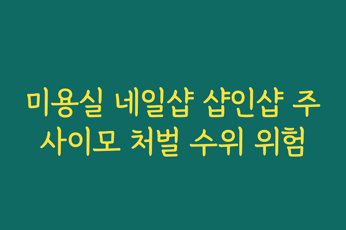 미용실 네일샵 샵인샵 주사이모 처벌 수위 위험