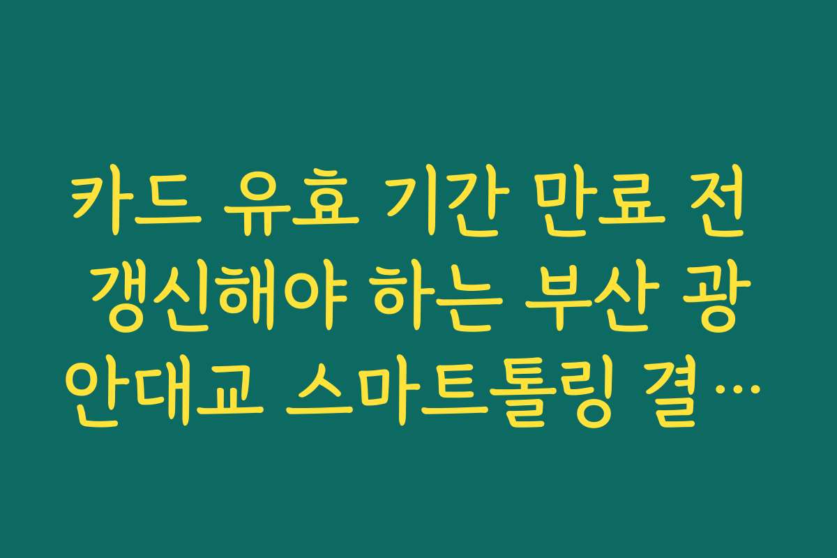 카드 유효 기간 만료 전 갱신해야 하는 부산 광안대교 스마트톨링 결제 앱