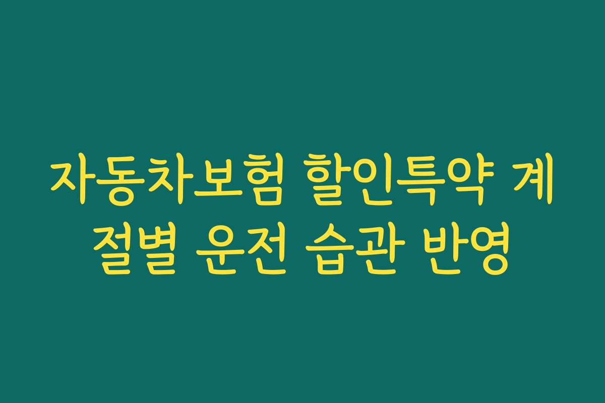 자동차보험 할인특약 계절별 운전 습관 반영