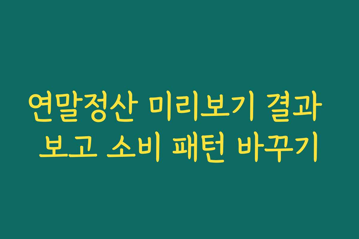 연말정산 미리보기 결과 보고 소비 패턴 바꾸기