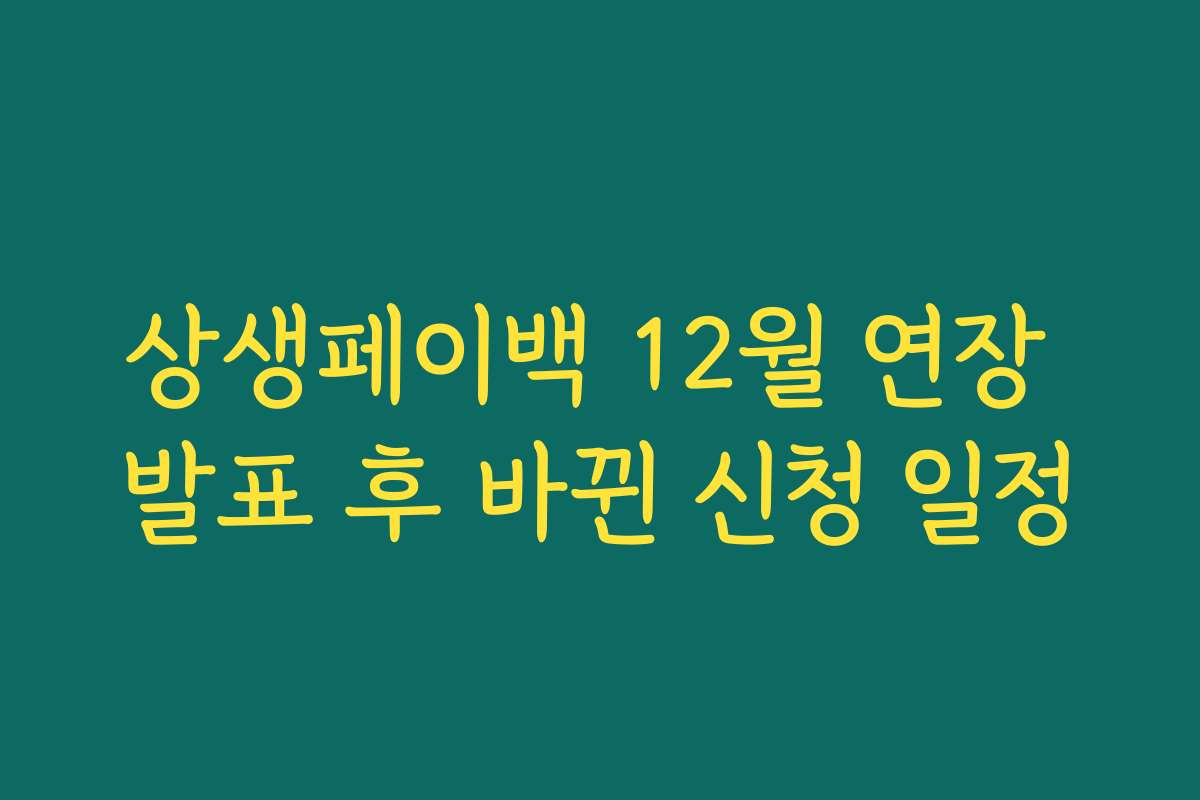 상생페이백 12월 연장 발표 후 바뀐 신청 일정