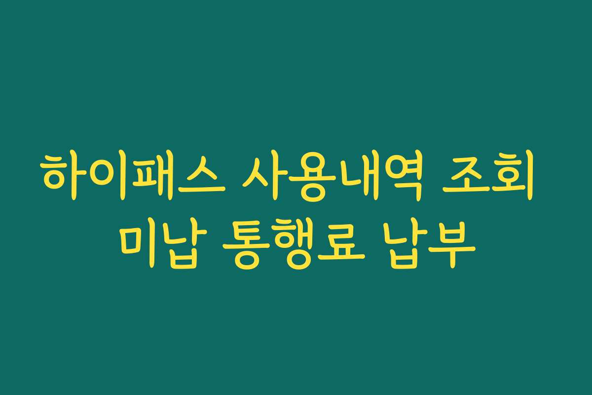 하이패스 사용내역 조회 미납 통행료 납부