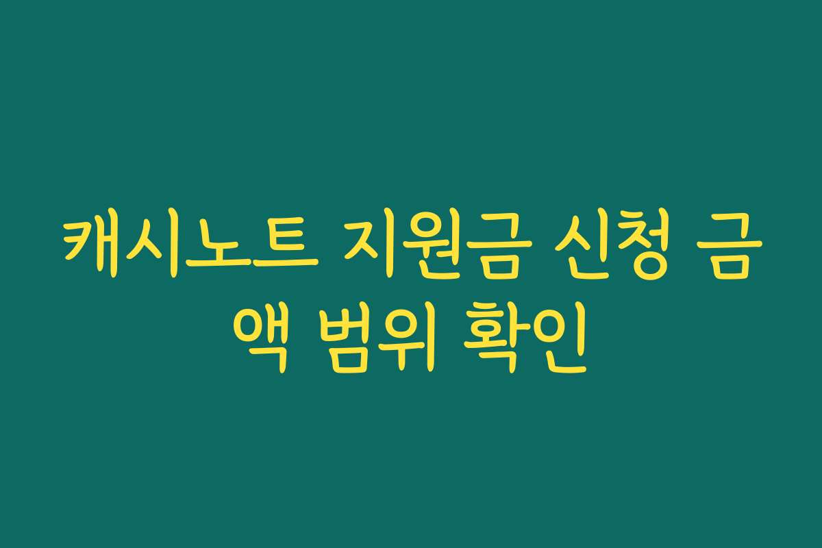 캐시노트 지원금 신청 금액 범위 확인