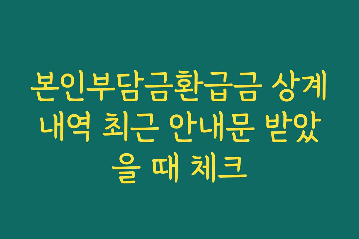 본인부담금환급금 상계내역 최근 안내문 받았을 때 체크