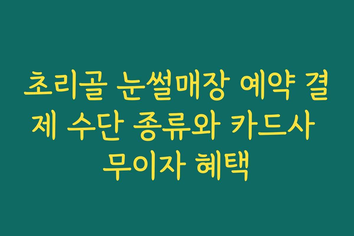 초리골 눈썰매장 예약 결제 수단 종류와 카드사 무이자 혜택