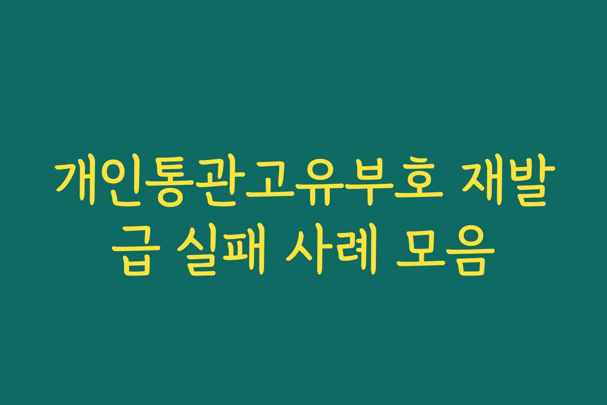 개인통관고유부호 재발급 실패 사례 모음