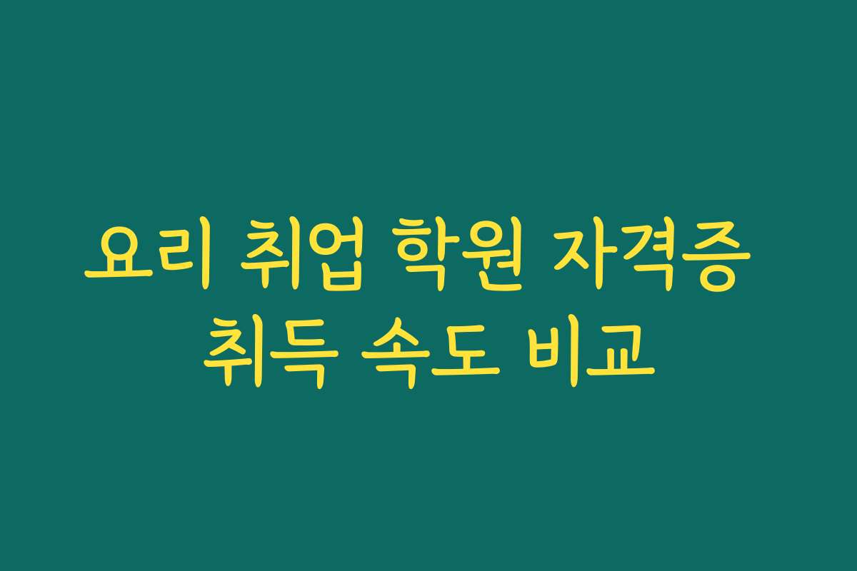 요리 취업 학원 자격증 취득 속도 비교