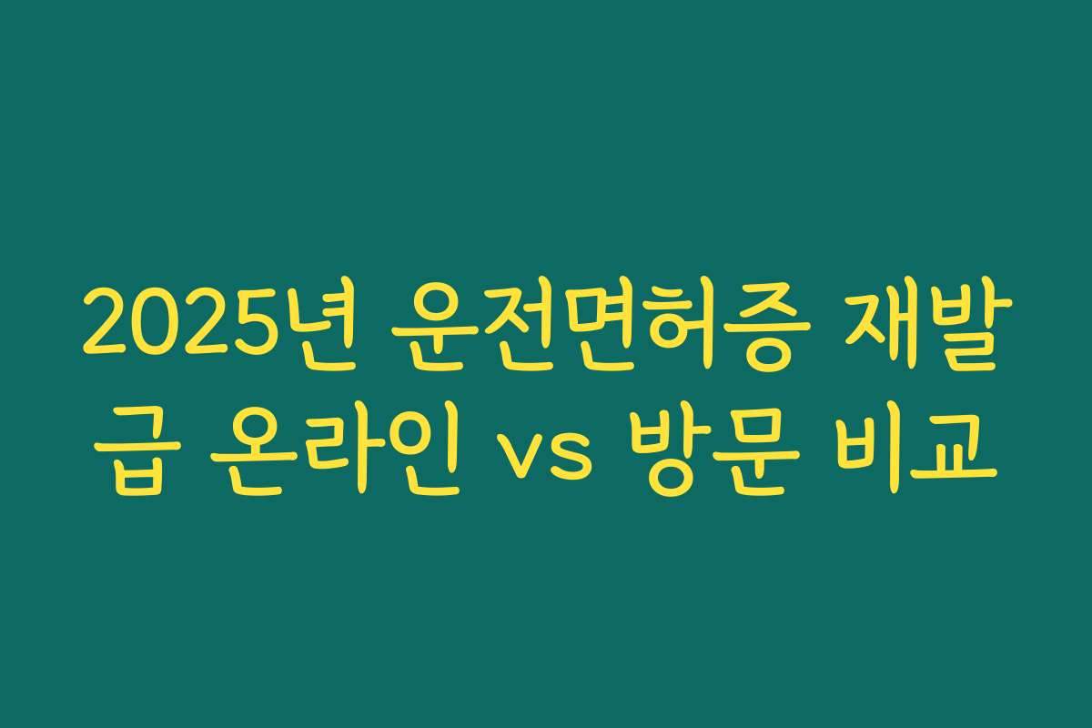 2025년 운전면허증 재발급 온라인 vs 방문 비교
