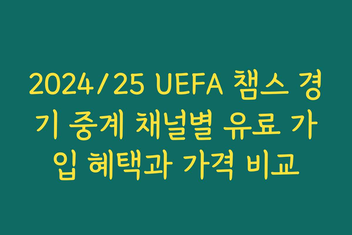 2024/25 UEFA 챔스 경기 중계 채널별 유료 가입 혜택과 가격 비교