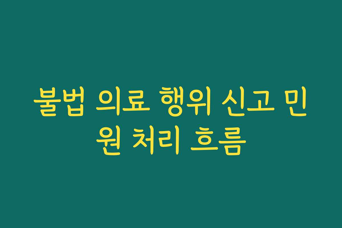 불법 의료 행위 신고 민원 처리 흐름