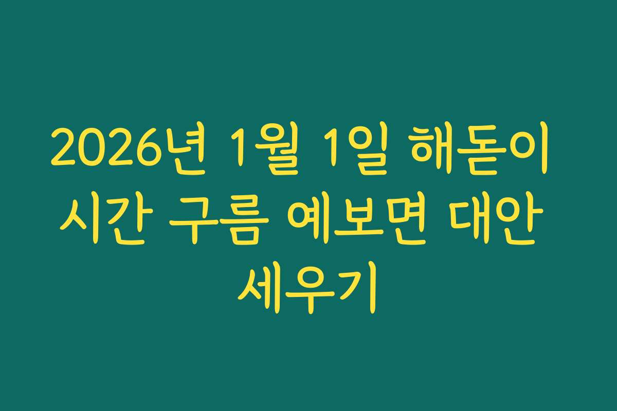 2026년 1월 1일 해돋이 시간 구름 예보면 대안 세우기