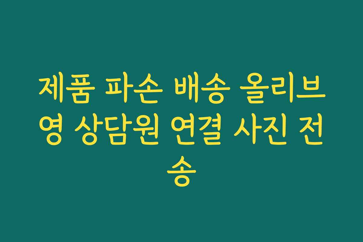 제품 파손 배송 올리브영 상담원 연결 사진 전송