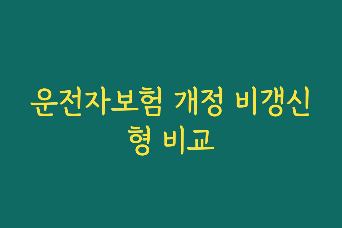 운전자보험 개정 비갱신형 비교