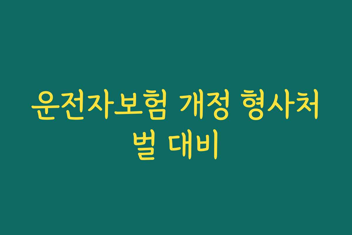 운전자보험 개정 형사처벌 대비