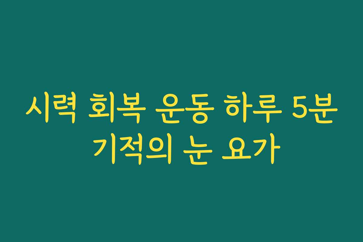 시력 회복 운동 하루 5분 기적의 눈 요가