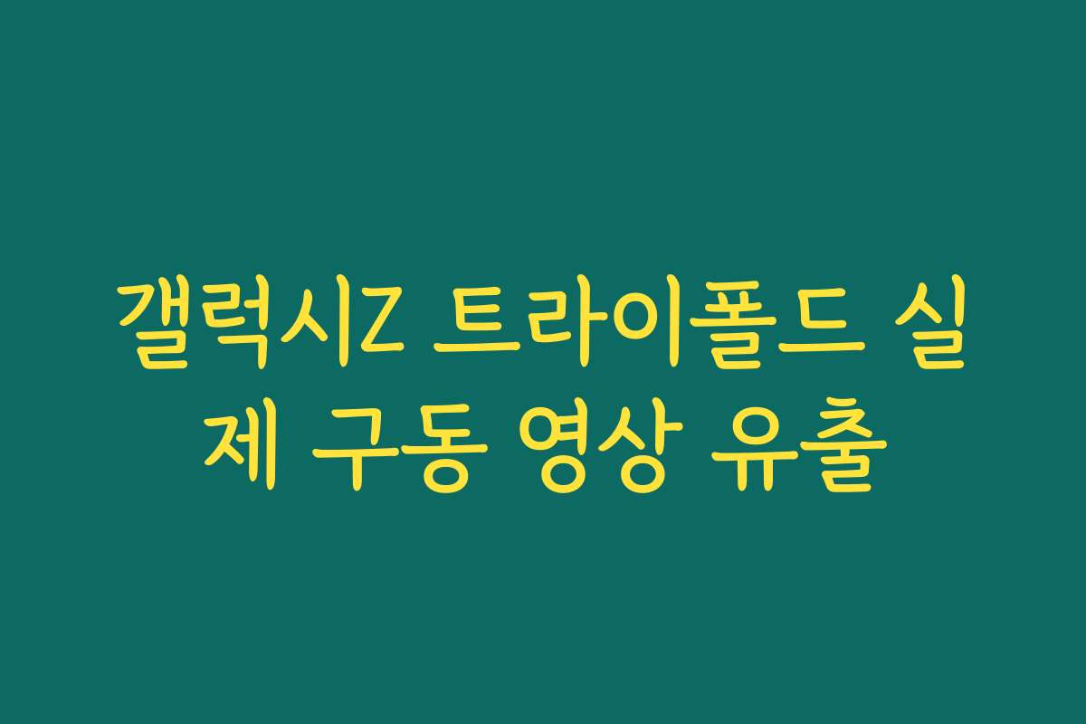 갤럭시Z 트라이폴드 실제 구동 영상 유출