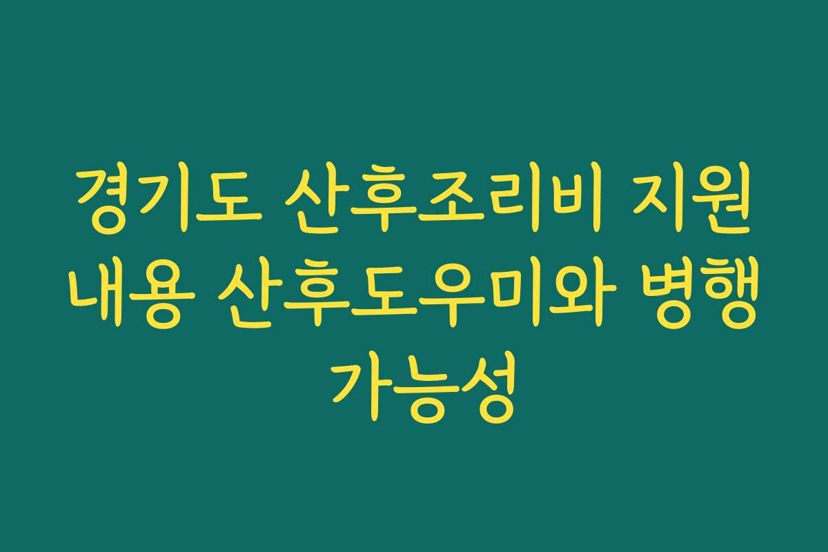 경기도 산후조리비 지원내용 산후도우미와 병행 가능성