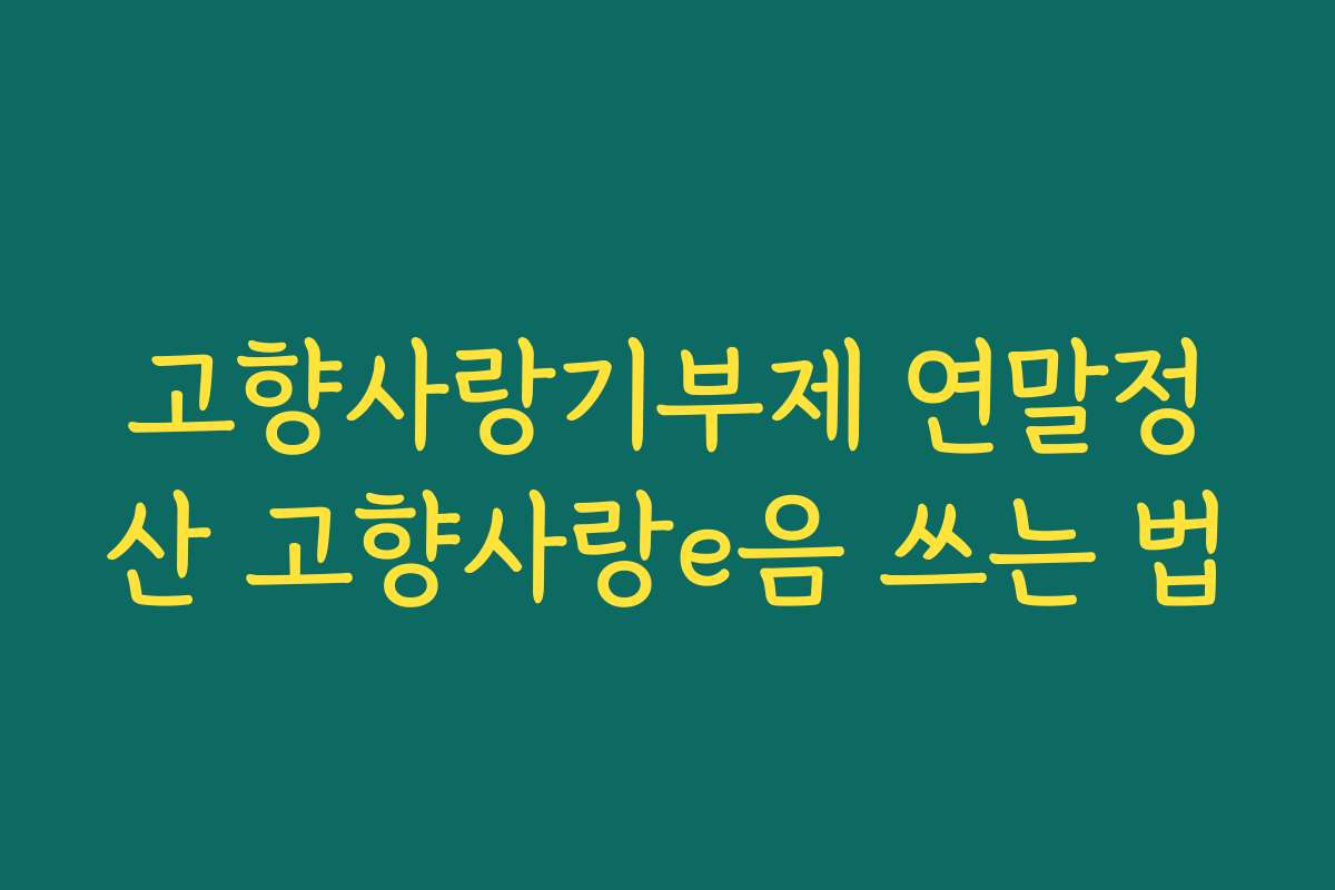 고향사랑기부제 연말정산 고향사랑e음 쓰는 법
