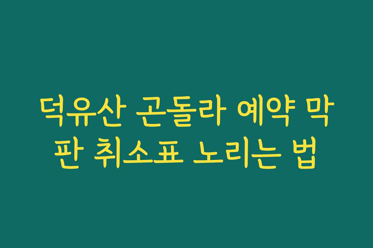 덕유산 곤돌라 예약 막판 취소표 노리는 법