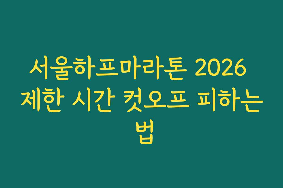 서울하프마라톤 2026 제한 시간 컷오프 피하는 법