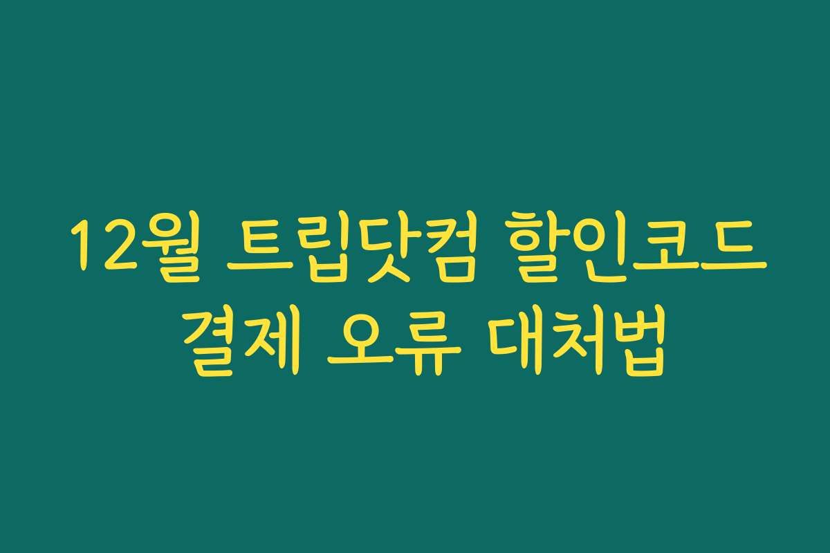 12월 트립닷컴 할인코드 결제 오류 대처법