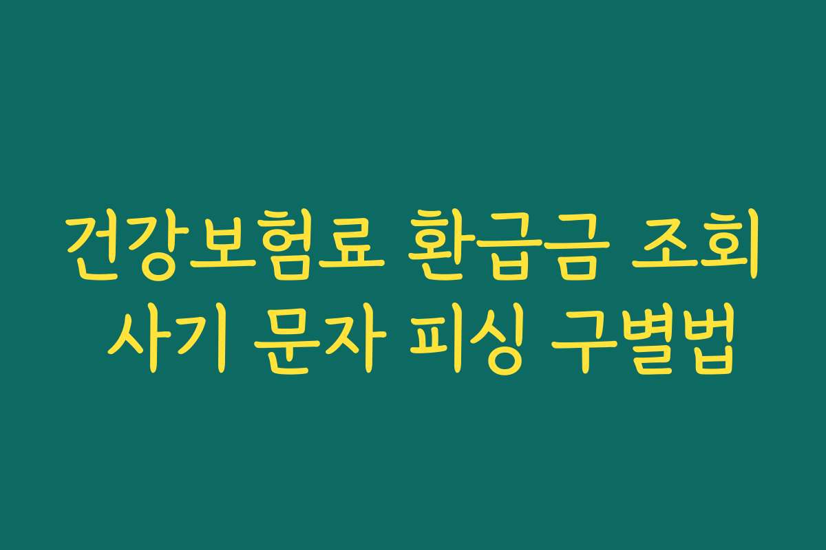 건강보험료 환급금 조회 사기 문자 피싱 구별법