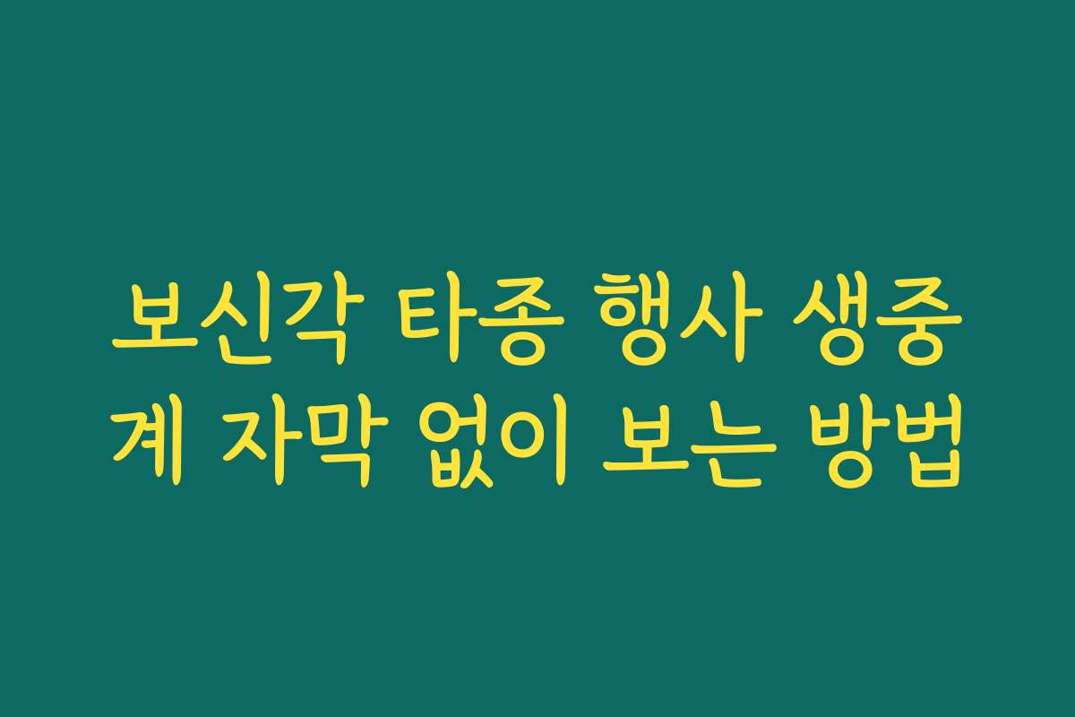 보신각 타종 행사 생중계 자막 없이 보는 방법