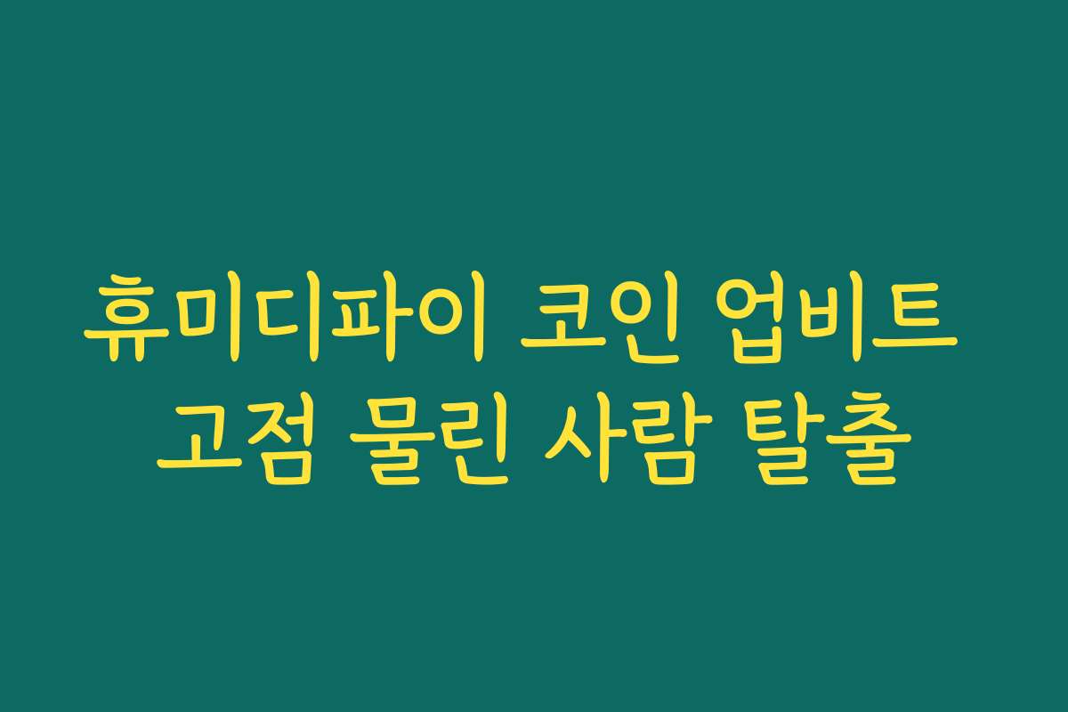 휴미디파이 코인 업비트 고점 물린 사람 탈출