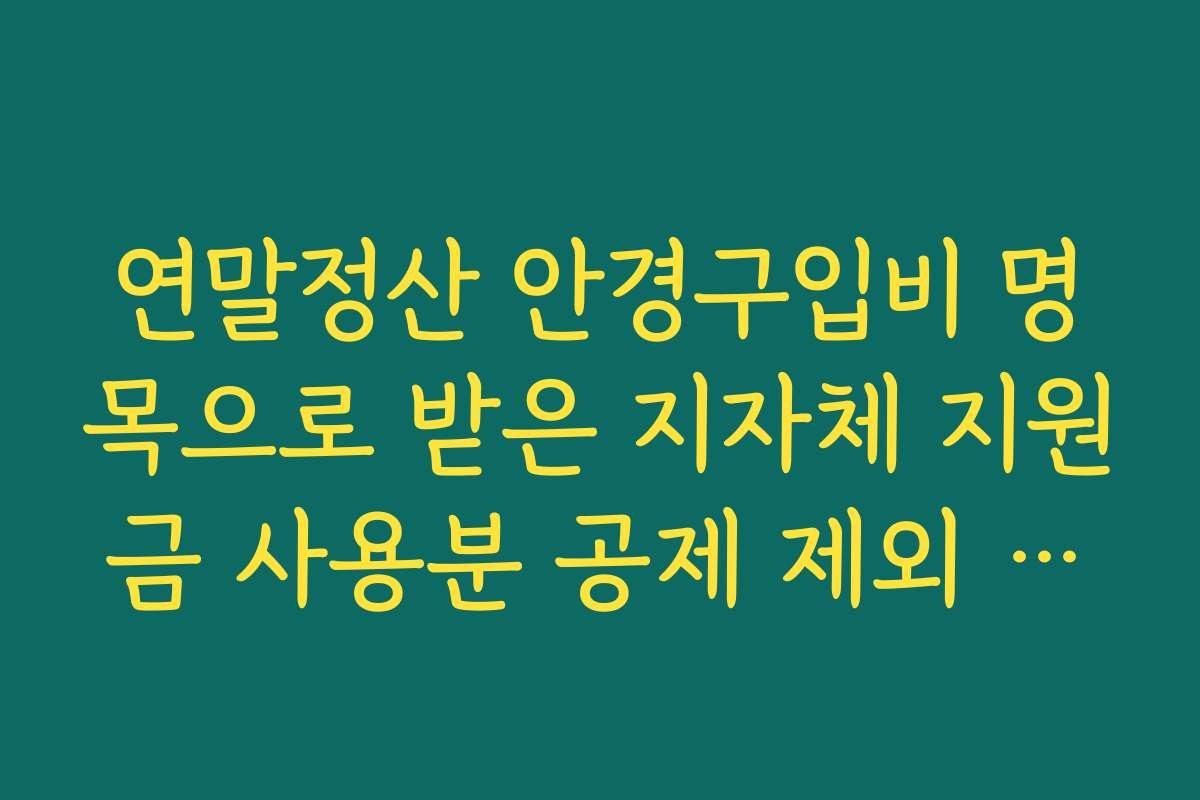 연말정산 안경구입비 명목으로 받은 지자체 지원금 사용분 공제 제외 안내