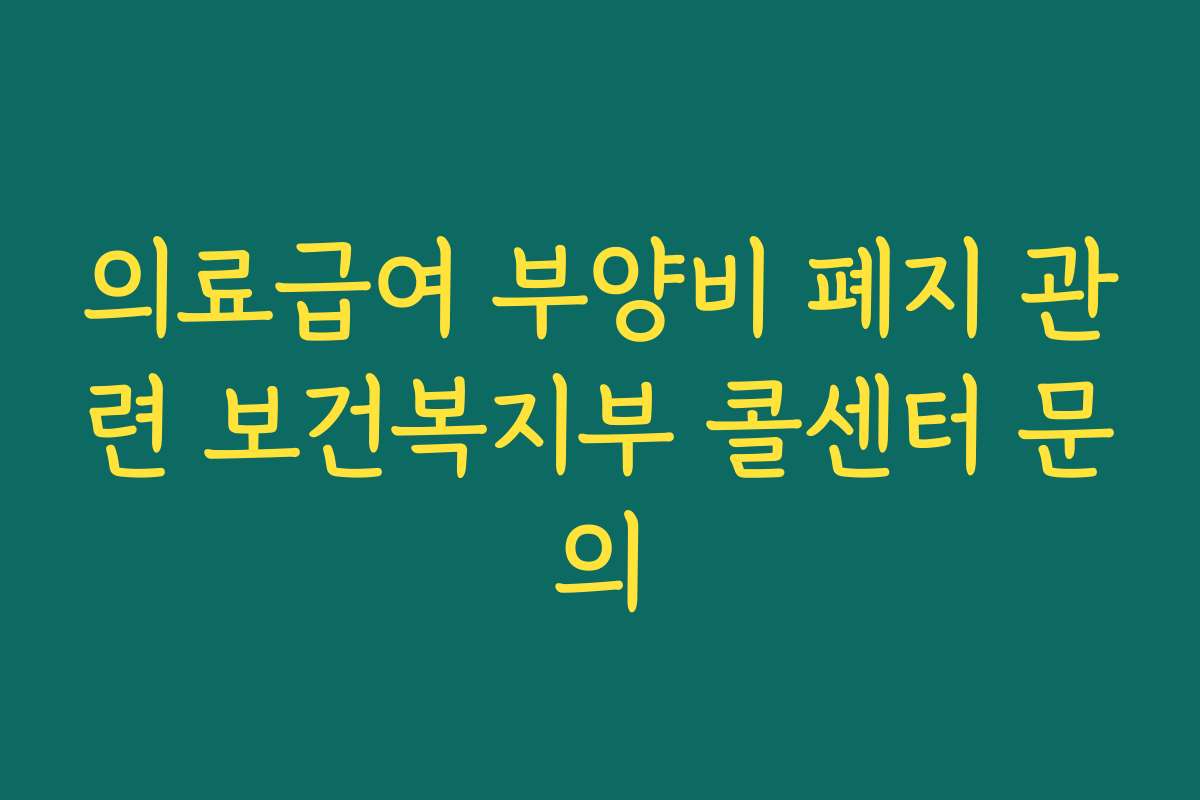 의료급여 부양비 폐지 관련 보건복지부 콜센터 문의