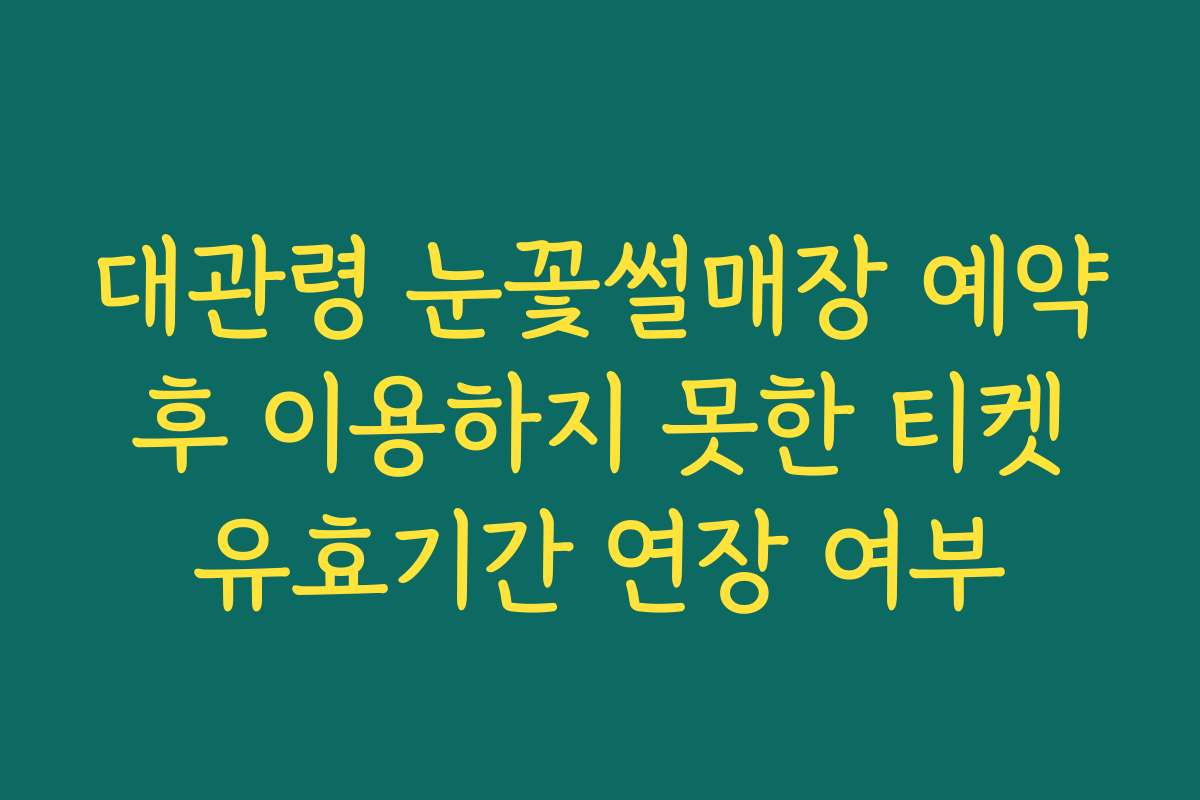 대관령 눈꽃썰매장 예약 후 이용하지 못한 티켓 유효기간 연장 여부
