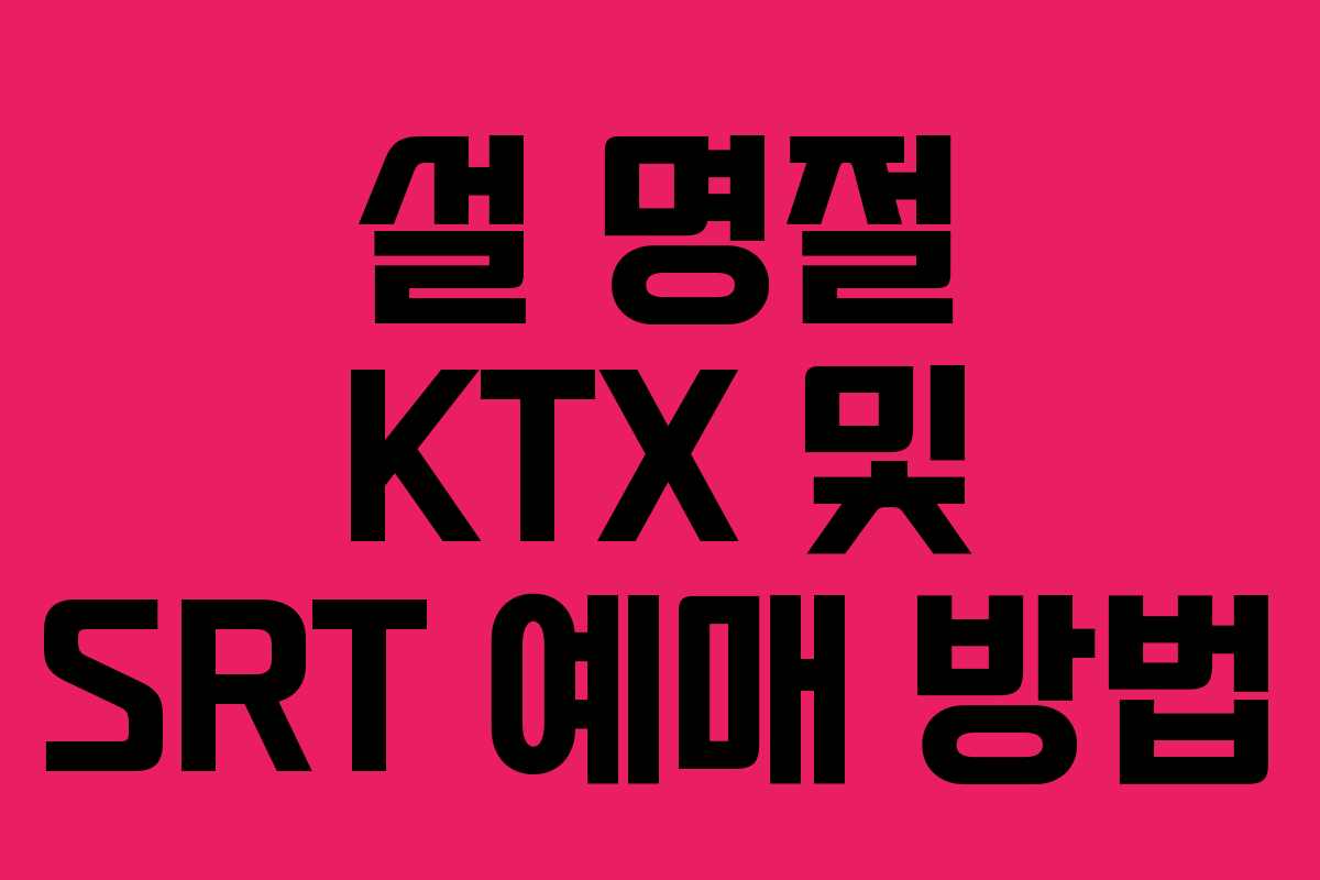 설 명절 KTX 및 SRT 예매 방법