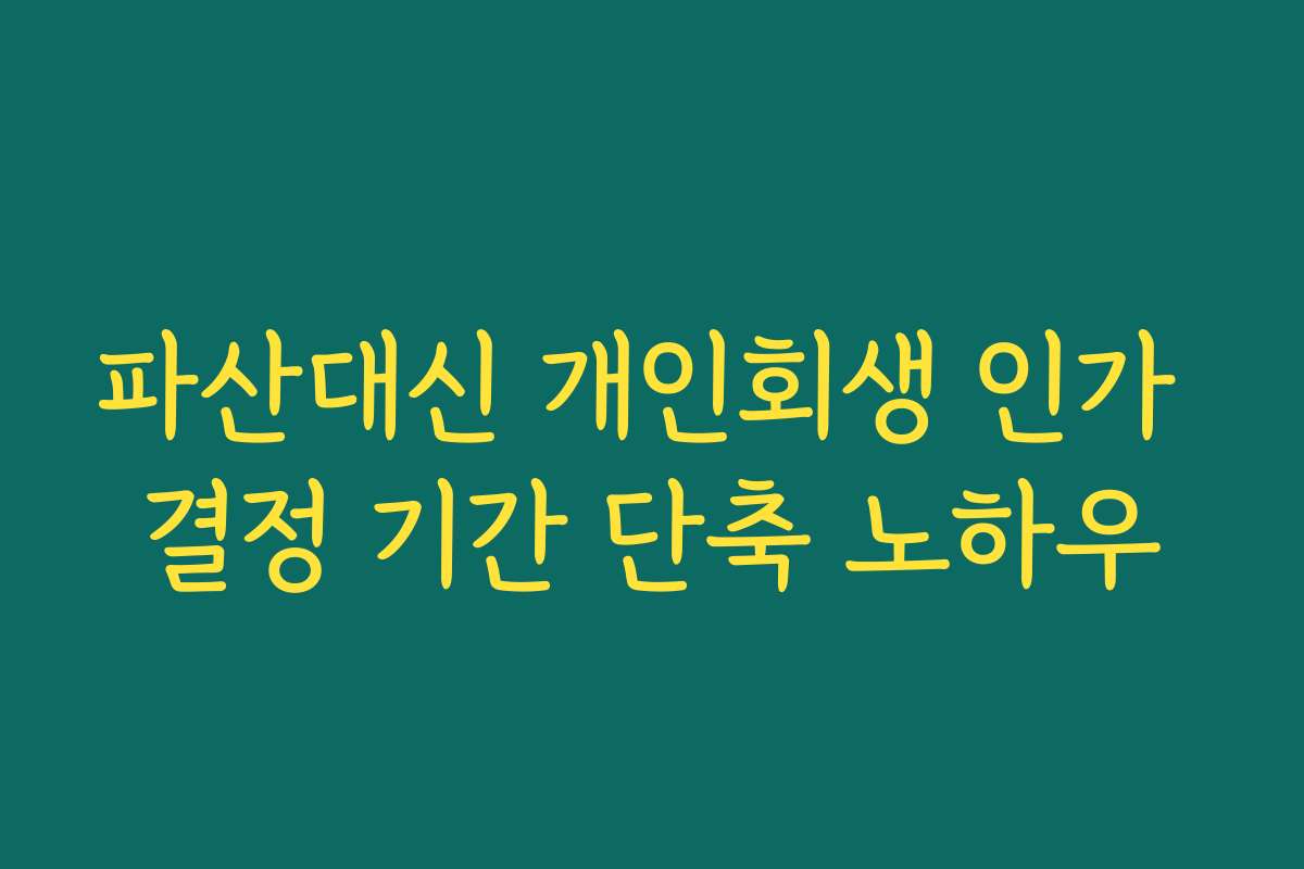 파산대신 개인회생 인가 결정 기간 단축 노하우