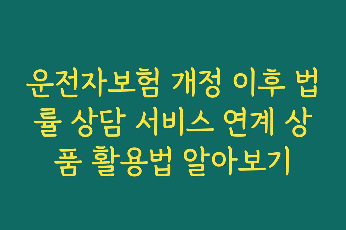 운전자보험 개정 이후 법률 상담 서비스 연계 상품 활용법 알아보기