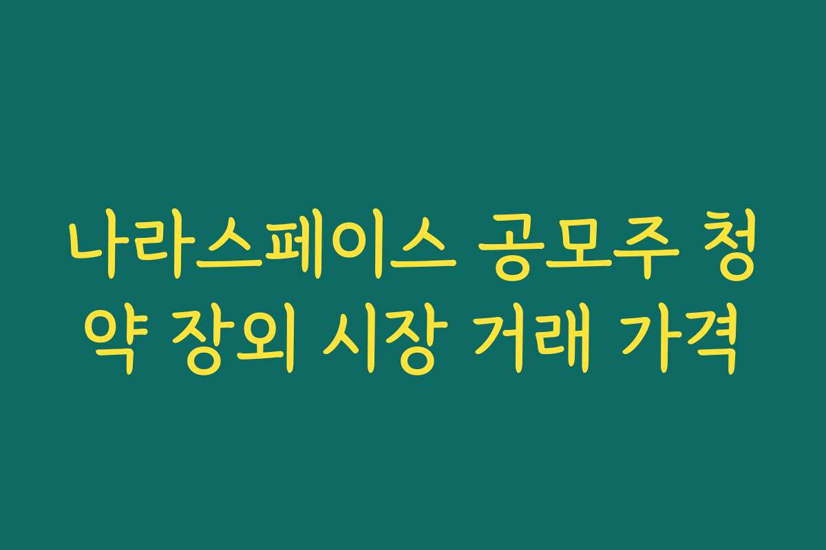 나라스페이스 공모주 청약 장외 시장 거래 가격