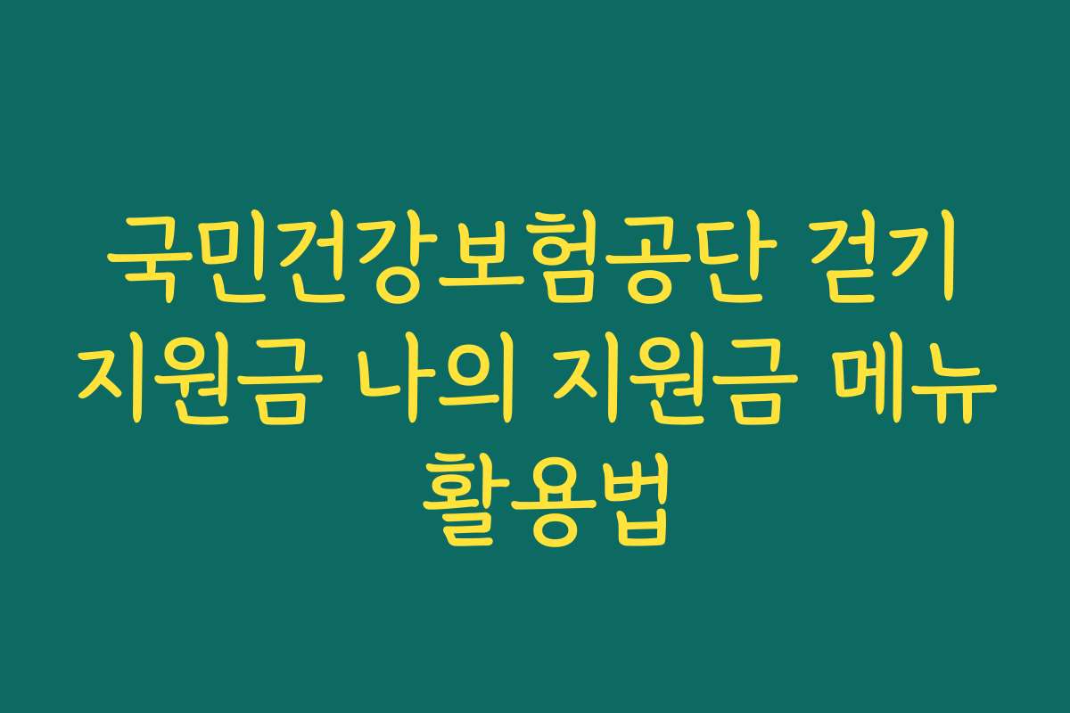 국민건강보험공단 걷기지원금 나의 지원금 메뉴 활용법