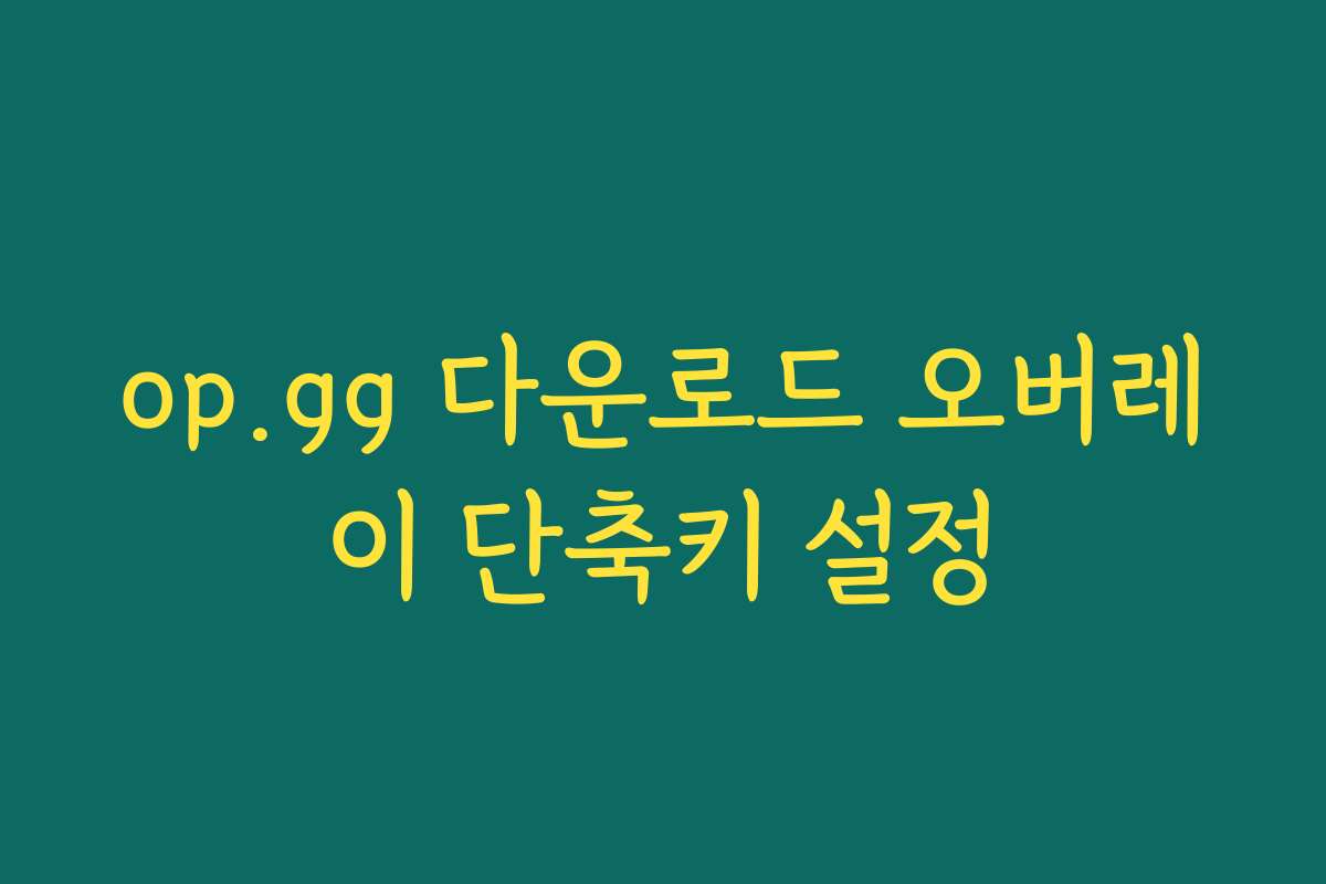 op.gg 다운로드 오버레이 단축키 설정