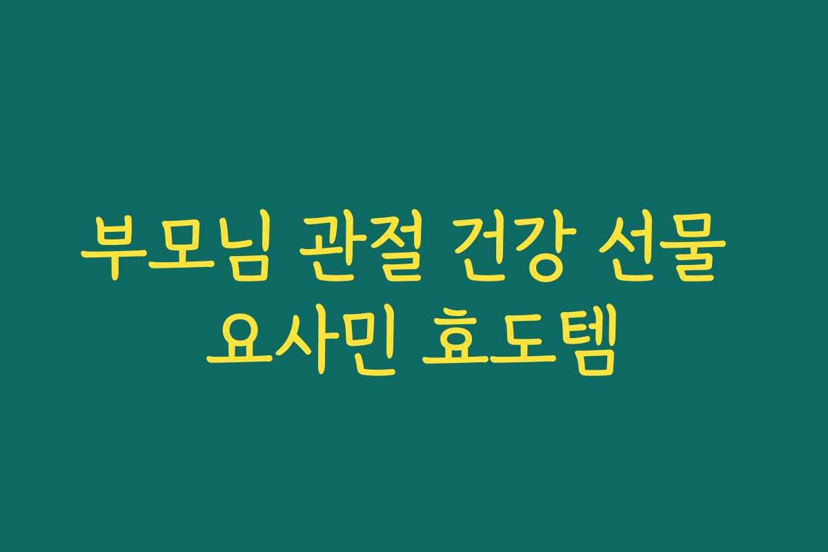 부모님 관절 건강 선물 요사민 효도템