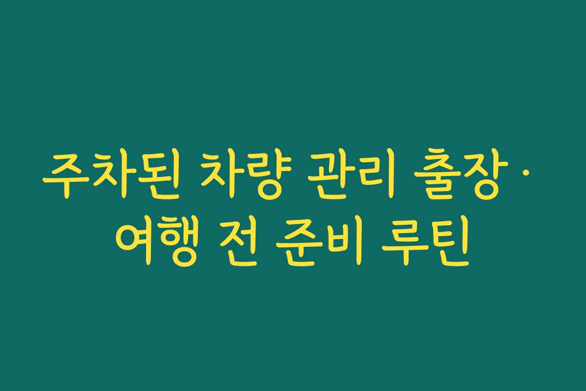 주차된 차량 관리 출장·여행 전 준비 루틴