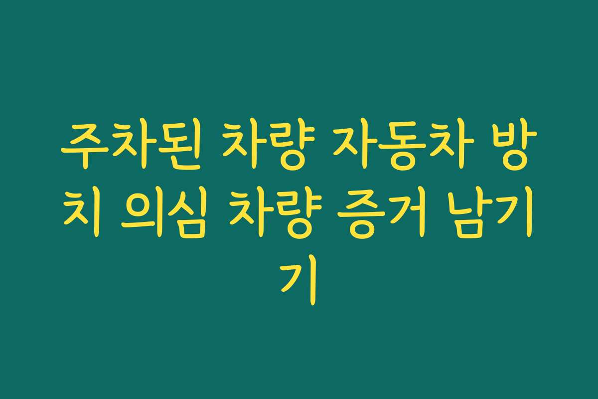 주차된 차량 자동차 방치 의심 차량 증거 남기기
