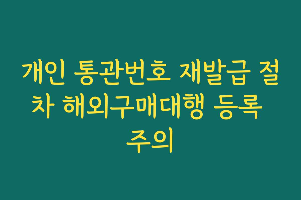 개인 통관번호 재발급 절차 해외구매대행 등록 주의