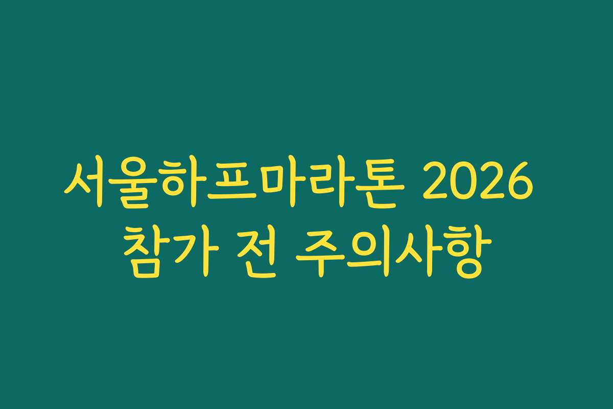 서울하프마라톤 2026 참가 전 주의사항