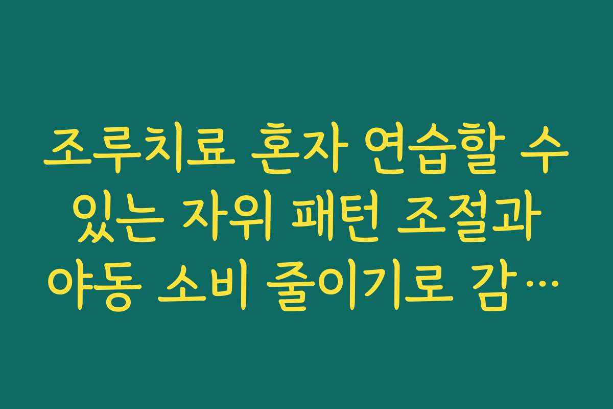 조루치료 혼자 연습할 수 있는 자위 패턴 조절과 야동 소비 줄이기로 감각을 조절하는 요령