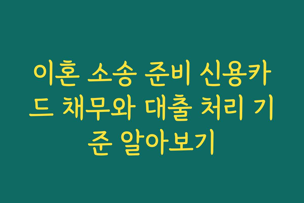 이혼 소송 준비 신용카드 채무와 대출 처리 기준 알아보기